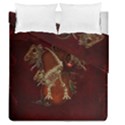 Awesome T Rex Skeleton, Vintage Background Duvet Cover Double Side (Queen Size) View2