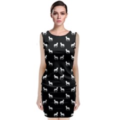 Silhouette Graphic Horses Pattern 7200 Sleeveless Velvet Midi Dress