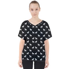 Silhouette Graphic Horses Pattern 7200 V-neck Dolman Drape Top by dflcprints