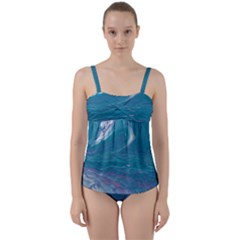 Drop Off Twist Front Tankini Set