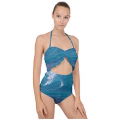 Drop Off Scallop Top Cut Out Swimsuit by lwdstudio