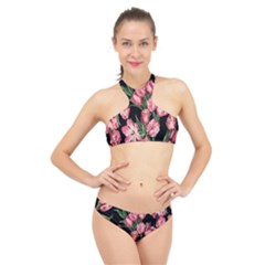 Pink Tulip High Neck Bikini Set