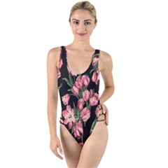 Pink Tulip High Leg Strappy Swimsuit by CasaDiModa