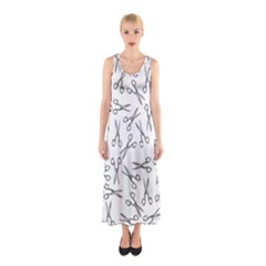 Scissors Pattern Sleeveless Maxi Dress