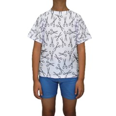 Scissors Pattern Kids  Short Sleeve Swimwear