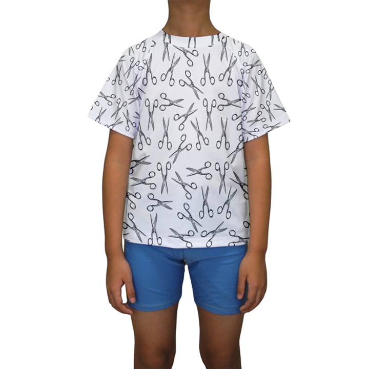 Scissors pattern Kids  Short Sleeve Swimwear