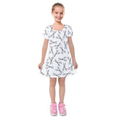 Scissors Pattern Kids  Short Sleeve Velvet Dress