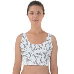 Scissors Pattern Velvet Crop Top