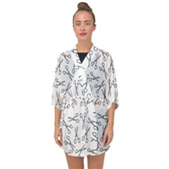 Scissors Pattern Half Sleeve Chiffon Kimono