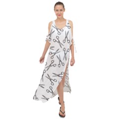 Scissors Pattern Maxi Chiffon Cover Up Dress