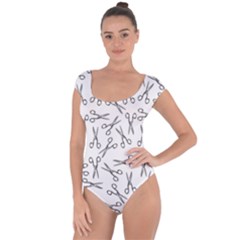 Scissors Pattern Short Sleeve Leotard 