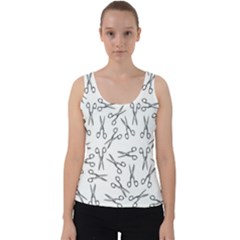 Scissors Pattern Velvet Tank Top