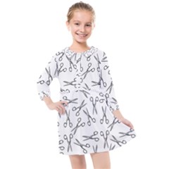 Scissors Pattern Kids  Quarter Sleeve Shirt Dress