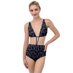 Scissors Pattern Tied Up Two Piece Swimsuit