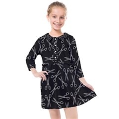 Scissors Pattern Kids  Quarter Sleeve Shirt Dress