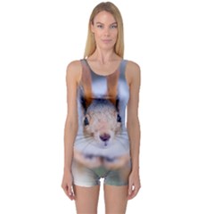 Squirrel Looks At You One Piece Boyleg Swimsuit by FunnyCow