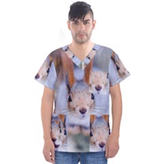 Squirrel Looks At You Men s V-Neck Scrub Top