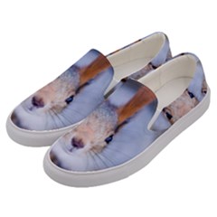 Squirrel Looks At You Men s Canvas Slip Ons by FunnyCow