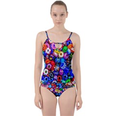 Colorful Beads Cut Out Top Tankini Set by FunnyCow