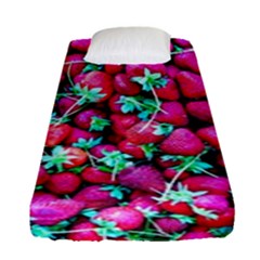 Pile Of Red Strawberries Fitted Sheet (single Size) by FunnyCow