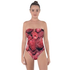 Red Raspberries Tie Back One Piece Swimsuit by FunnyCow