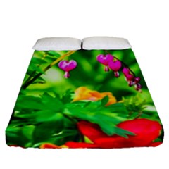 Bleeding Heart Flowers In Spring Fitted Sheet (queen Size) by FunnyCow