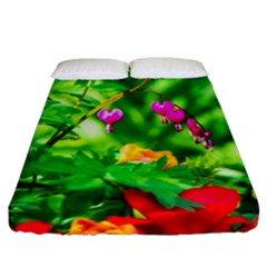 Bleeding Heart Flowers In Spring Fitted Sheet (california King Size) by FunnyCow