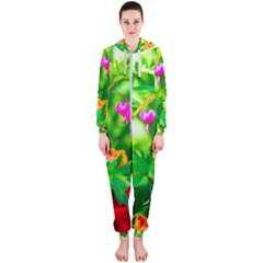 Bleeding Heart Flowers In Spring Hooded Jumpsuit (ladies)  by FunnyCow