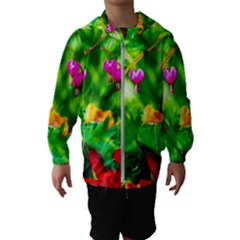 Bleeding Heart Flowers In Spring Hooded Windbreaker (kids)