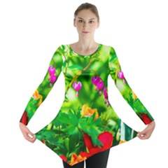 Bleeding Heart Flowers In Spring Long Sleeve Tunic  by FunnyCow