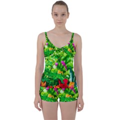 Bleeding Heart Flowers In Spring Tie Front Two Piece Tankini by FunnyCow