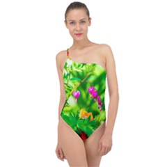 Bleeding Heart Flowers In Spring Classic One Shoulder Swimsuit by FunnyCow