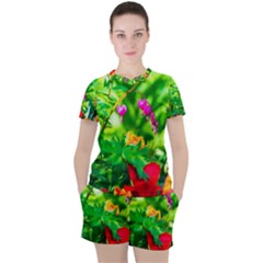 Bleeding Heart Flowers In Spring Women s Tee And Shorts Set