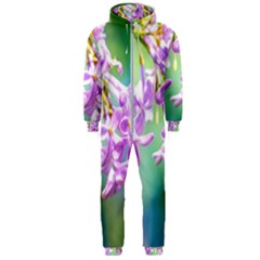 Beautiful Pink Lilac Flowers Hooded Jumpsuit (men)  by FunnyCow