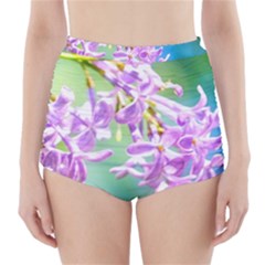 Beautiful Pink Lilac Flowers High-waisted Bikini Bottoms by FunnyCow