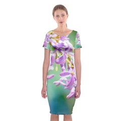 Beautiful Pink Lilac Flowers Classic Short Sleeve Midi Dress by FunnyCow