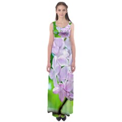 Elegant Pink Lilacs In Spring Empire Waist Maxi Dress by FunnyCow