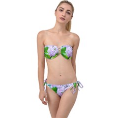 Elegant Pink Lilacs In Spring Twist Bandeau Bikini Set