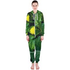 Yellow Dandelion Flowers In Spring Hooded Jumpsuit (ladies)  by FunnyCow