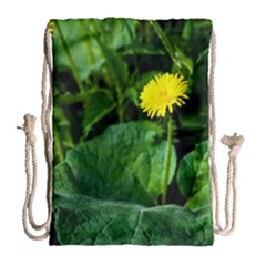 Yellow Dandelion Flowers In Spring Drawstring Bag (large) by FunnyCow