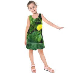 Yellow Dandelion Flowers In Spring Kids  Sleeveless Dress by FunnyCow