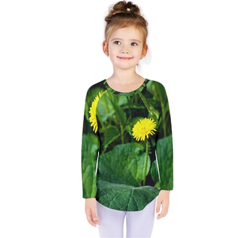 Yellow Dandelion Flowers In Spring Kids  Long Sleeve Tee by FunnyCow