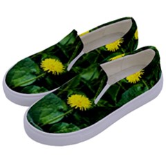 Yellow Dandelion Flowers In Spring Kids  Canvas Slip Ons by FunnyCow