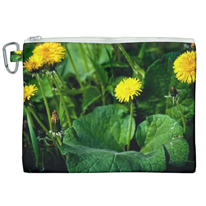 Yellow Dandelion Flowers In Spring Canvas Cosmetic Bag (XXL)