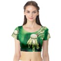 Dandelion Flower Green Chief Short Sleeve Crop Top View1