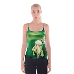 Dandelion Flower Green Chief Spaghetti Strap Top by FunnyCow