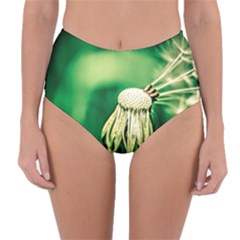 Dandelion Flower Green Chief Reversible High-waist Bikini Bottoms by FunnyCow