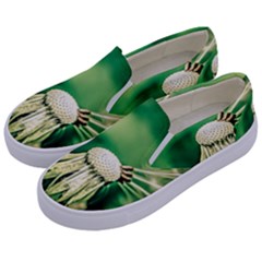 Dandelion Flower Green Chief Kids  Canvas Slip Ons by FunnyCow