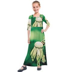 Dandelion Flower Green Chief Kids  Quarter Sleeve Maxi Dress by FunnyCow