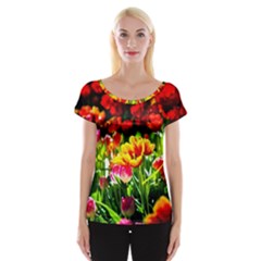 Colorful Tulips On A Sunny Day Cap Sleeve Tops by FunnyCow